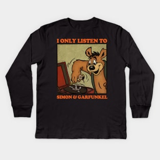 I Only Listen To Simon & Garfunkel / Retro Comic Design Kids Long Sleeve T-Shirt